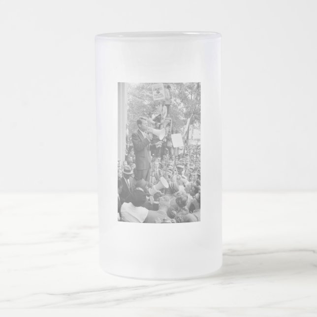 Sen. Robert Kennedy Campaigning for US President   Frosted Glass Beer Mug (Center)