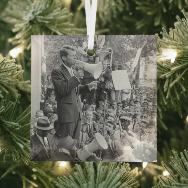 Sen. Robert Kennedy Campaigning for US President   Glass Ornament (Insitu)