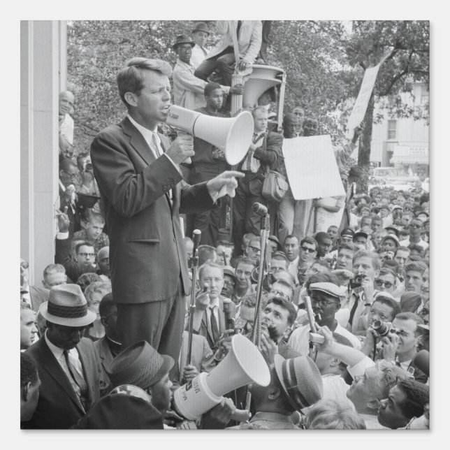 Sen. Robert Kennedy Campaigning for US President   Sign (Front)
