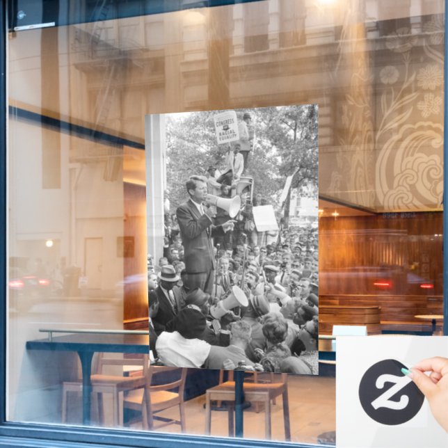 Sen. Robert Kennedy Campaigning for US President   Window Cling (Cafe Window)