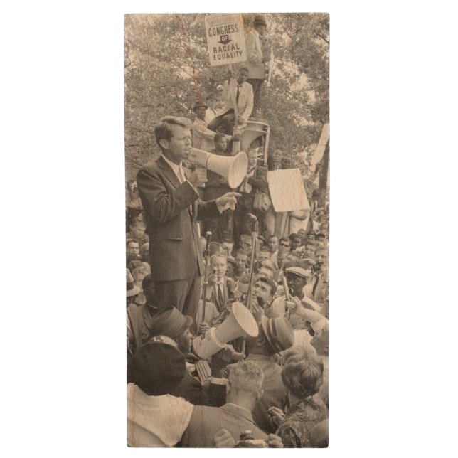 Sen. Robert Kennedy Campaigning for US President   Wood Flash Drive (Front Vertical)