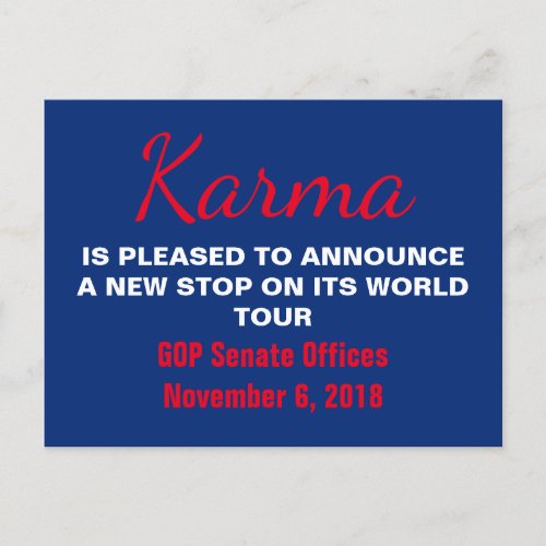 Senate Karma Vote 2018 Remember Resistance Announcement Postcard