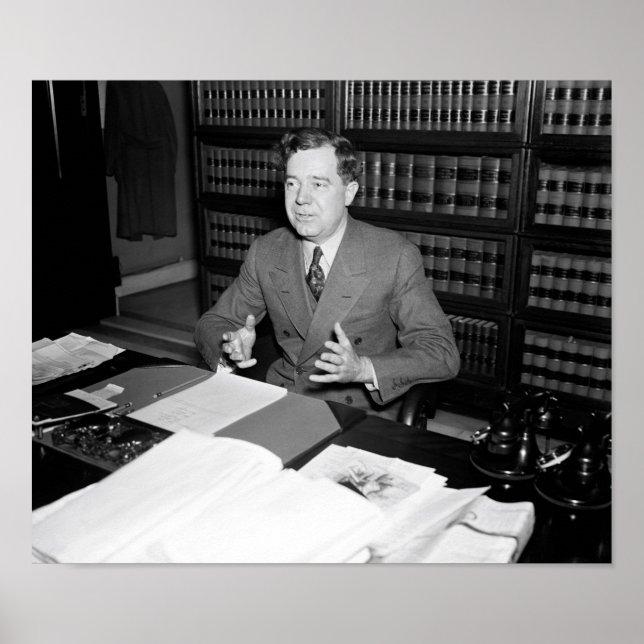 Senator Huey Long At His Desk - 1935 Poster (Front)