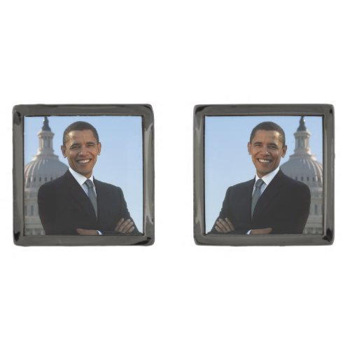 Senator Portrait American President Barack Obama Cufflinks