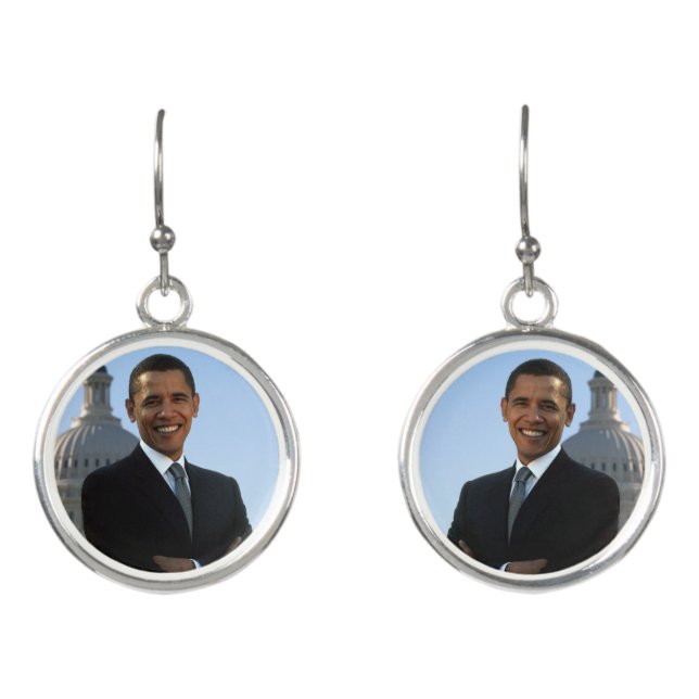 Senator Portrait, American President Barack Obama Earrings (Front)