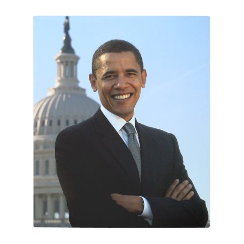 Senator Portrait American President Barack Obama Metal Print