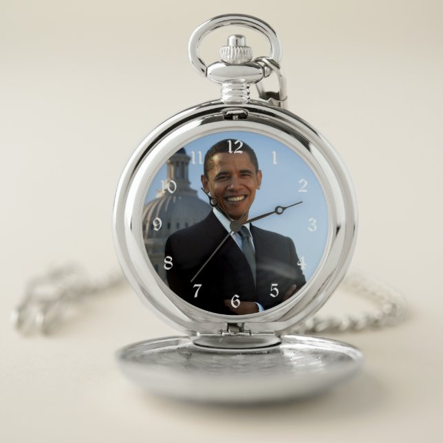 Senator Portrait, American President Barack Obama Pocket Watch (Inside)