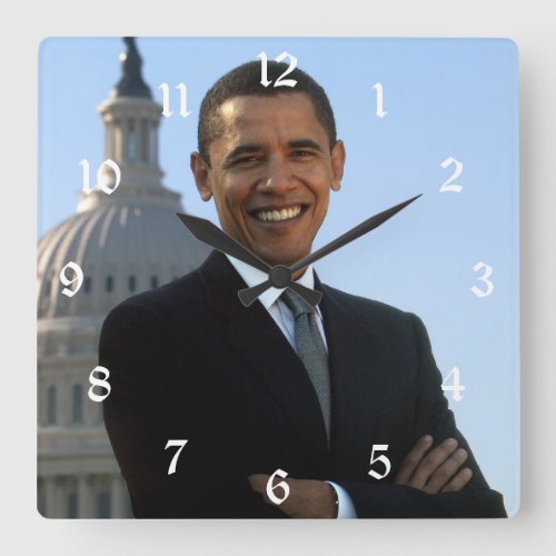 Senator Portrait American President Barack Obama Square Wall Clock