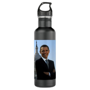 Senator Portrait, American President Barack Obama Stainless Steel Water Bottle