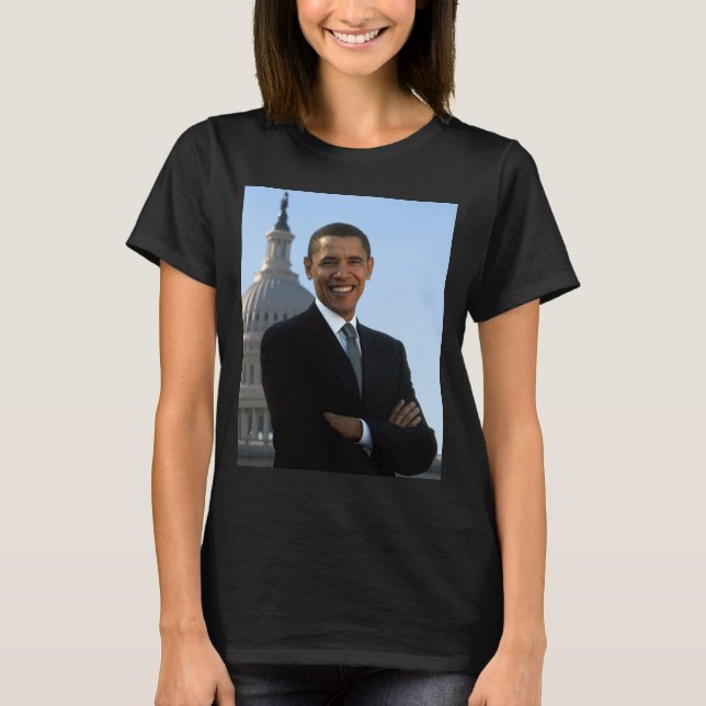 Senator Portrait, American President Barack Obama T-Shirt (Front)
