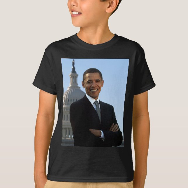 Senator Portrait, American President Barack Obama T-Shirt (Front)
