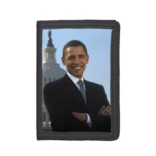 Senator Portrait American President Barack Obama Trifold Wallet