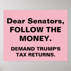 Senators Follow Money Trump Tax Returns Protest Poster