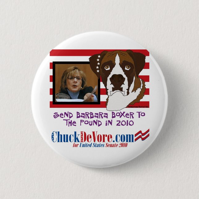 Send Barbara Boxer to the Pound in 2010 Pinback Button (Front)