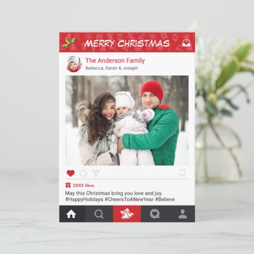 Send Christmas Wishes with Instagram Frame Photo Holiday Card
