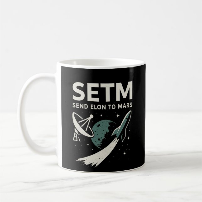 Send Elon to Mars SETI Parody Logo Mug (Left)