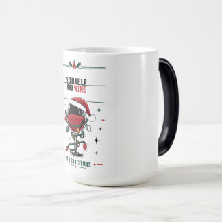 Send Help and Wine Funny Christmas Line Art T-Shir Color Morph Mug