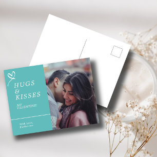 Send Hugs & Kisses with Custom Photo Valentines Postcard