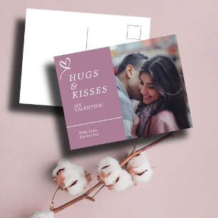 Send Hugs & Kisses with Custom Photo Valentines Postcard