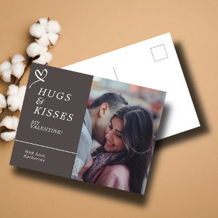 Send Hugs & Kisses with Custom Photo Valentines Postcard