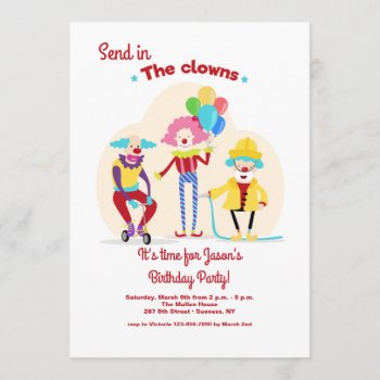 Send In The Clowns Invitation by CottonLamb at Zazzle