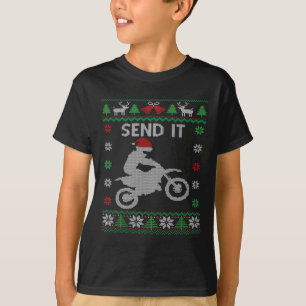 Send It Dirt Bike Riding Santa Motocross Ugly Chri T-Shirt
