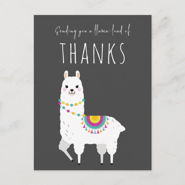 Send Llama-load of Thanks Cute Llama Thank You Postcard (Front)