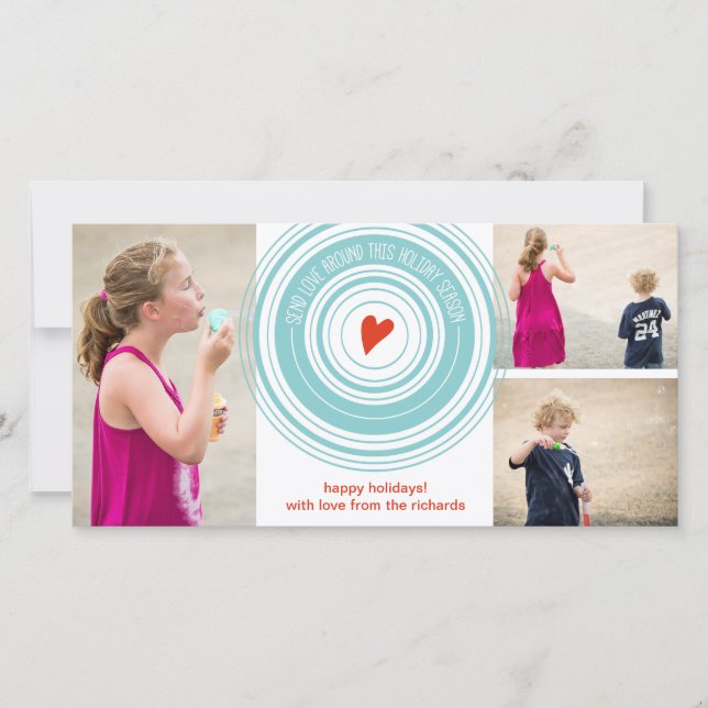 Send Love Around x3 Holiday Card (Front)