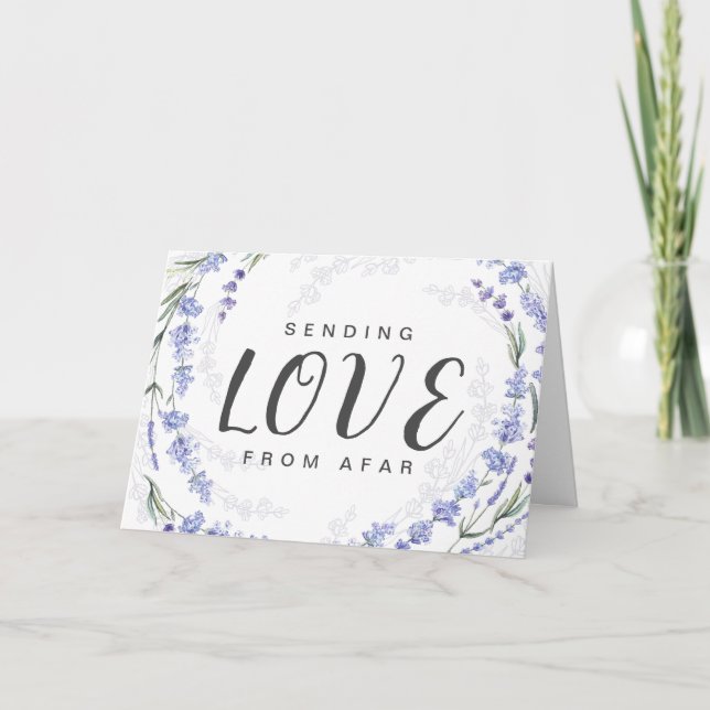 Send Love From Afar Watercolor Lavender Flowers Card (Front)