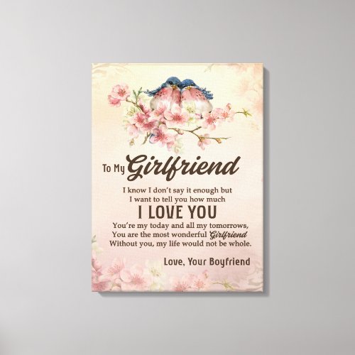 Send Love To My Girlfriend From Your Boyfriend Canvas Print