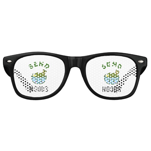 Send Noods Funny Pun Kawaii Ramen Noodles Retro Sunglasses (Front)