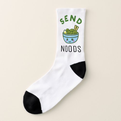 Send Noods Funny Pun Kawaii Ramen Noodles Socks