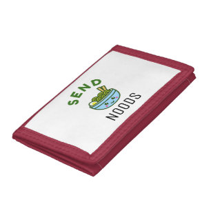 Send Noods Funny Pun Kawaii Ramen Noodles Trifold Wallet