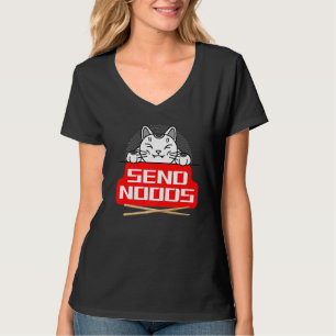 Send Noods Japanese Cat With Chopsticks T-Shirt