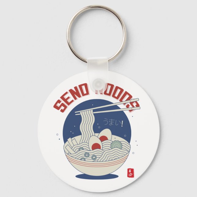 Send Noods Japanese Noodle Soup Ramen  Keychain (Front)