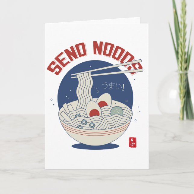 Send Noods Japanese Noodle Soup Ramen Thank You Ca Card (Front)