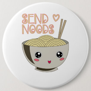 Send Noods Kawaii Ramen Bowl Miso Noodle Soup Gift Button