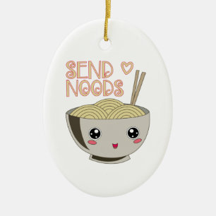 Send Noods Kawaii Ramen Bowl Miso Noodle Soup Gift Ceramic Ornament