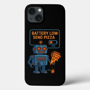 Send Pizza Robot Battery 5% Gaming Foodie Funny iPhone 13 Case