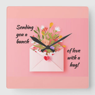 Send some love and a hug! square wall clock