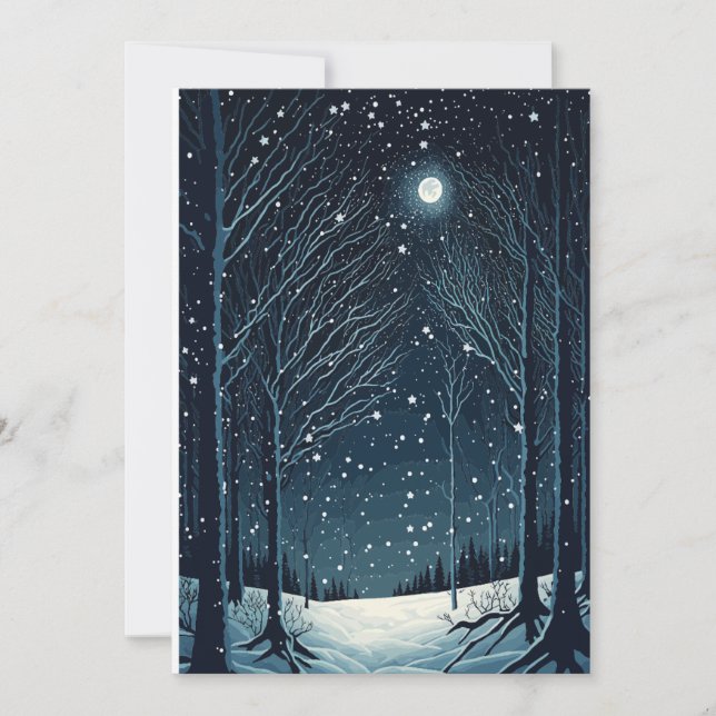 Send Warm Wishes Under a Magical Winter Sky Holiday Card (Front)