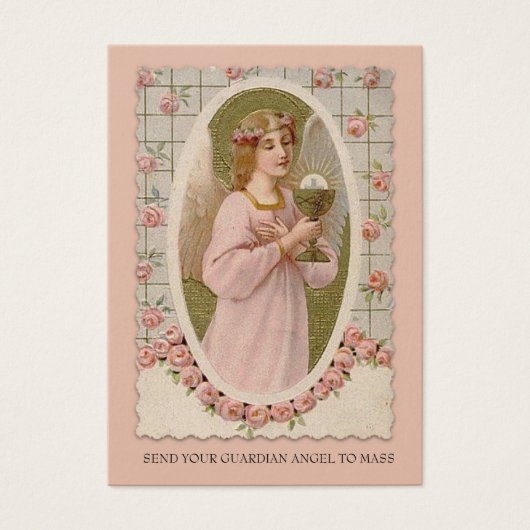 Send Your Guardian Angel to Mass Holy Card (Front)