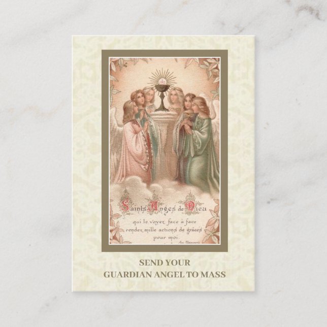 Send Your Guardian Angel to Mass Holy Card (Front)