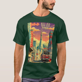 Sendai Japan Retro Anime 80s Vintageravel girl T-Shirt