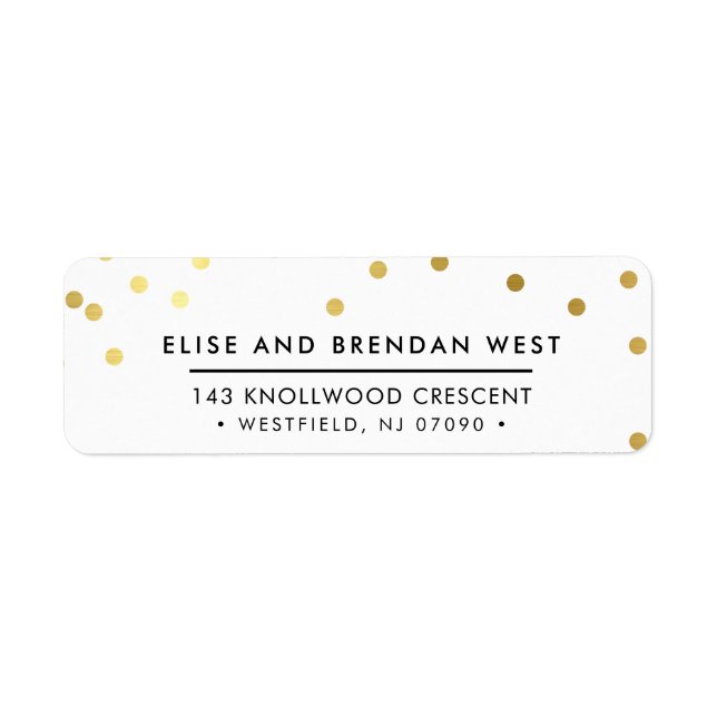 SENDER ADDRESS cute modern gold confetti spot Label (Front)