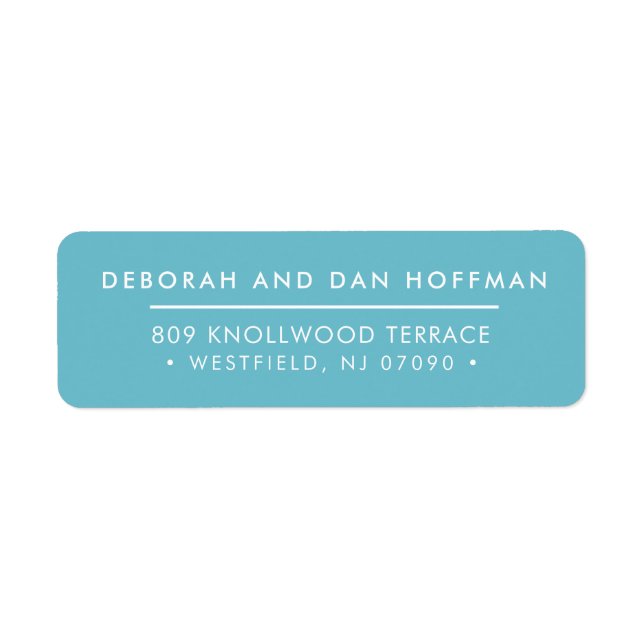 SENDER ADDRESS cute modern minimal turquoise blue Label (Front)