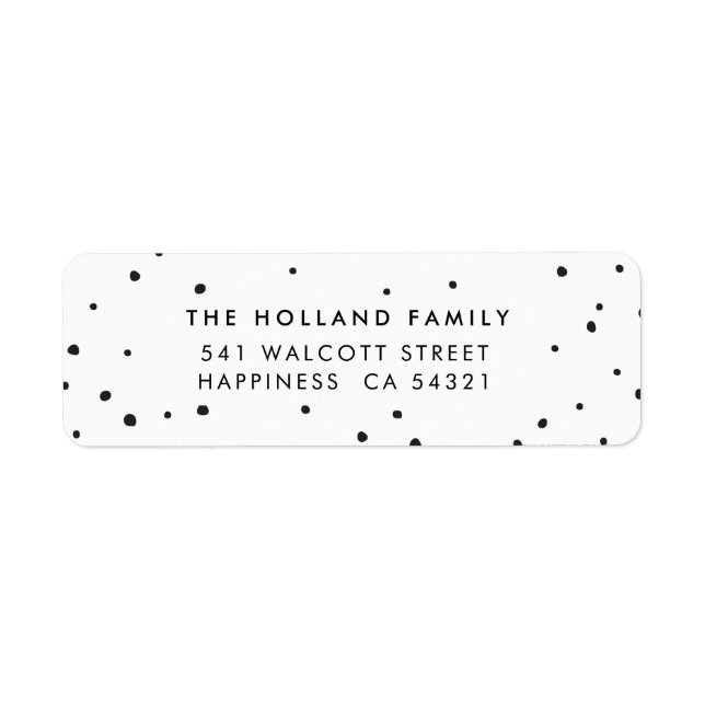 SENDER ADDRESS cute modern snow spots black Label (Front)