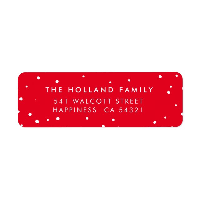 SENDER ADDRESS cute modern snow spots red Label (Front)