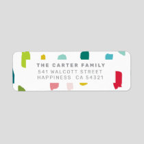 SENDER ADDRESS modern bold bright colorful dabs Label