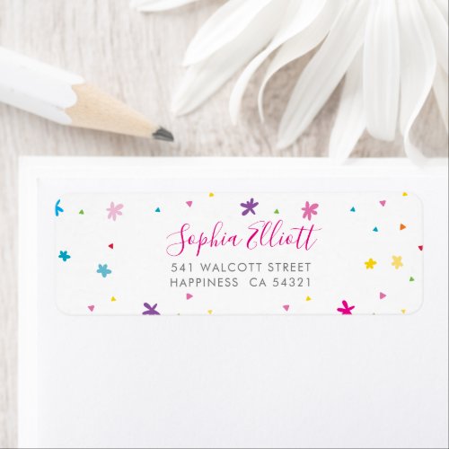 SENDER ADDRESS pretty bright colors whimsical Label